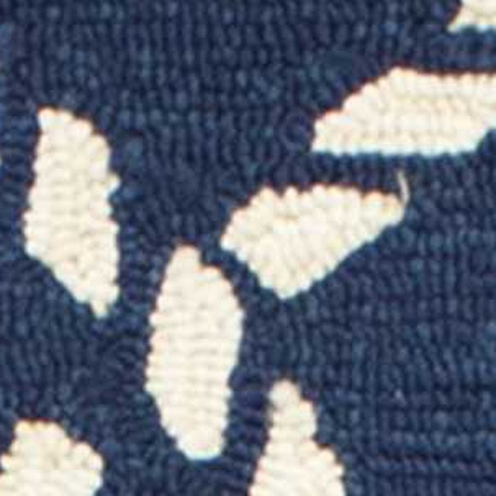 7' X 9' Navy Blue Nautical Handmade Indoor Outdoor Area Rug-Outdoor Rugs-DECOROLALA
