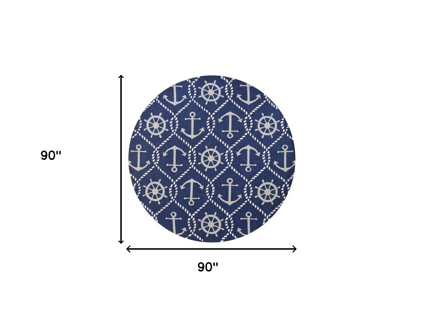 7' X 9' Navy Blue Nautical Handmade Indoor Outdoor Area Rug-Outdoor Rugs-DECOROLALA