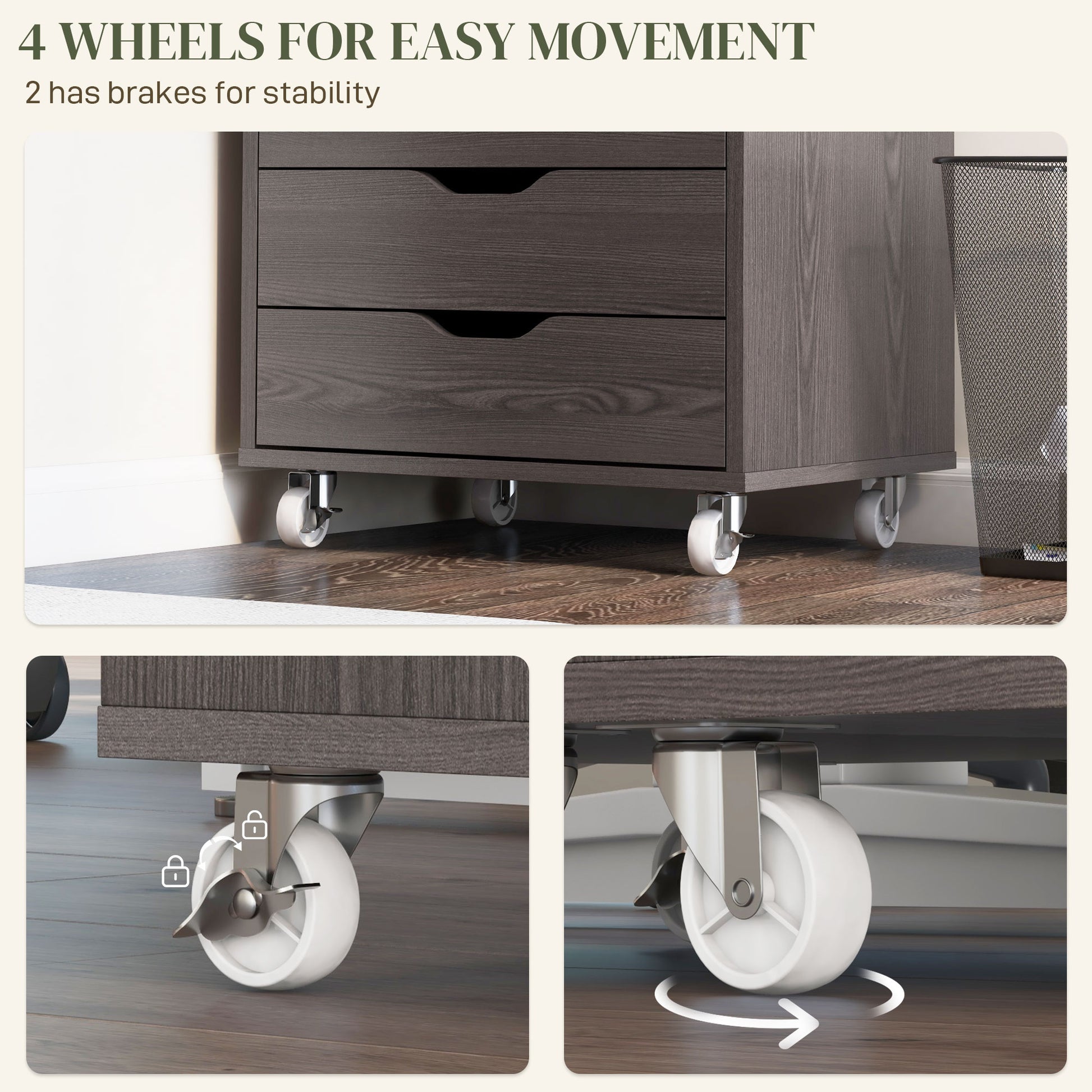 7-drawer Vertical File Cabinet for Home Office, Storage Cabinet with Wheels, 18.7"x15.6"x35.4", Grey Wood Grain-Office Products > Office Furniture > Office Cabinets & Cupboards-DECOROLALA