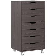 7-drawer Vertical File Cabinet for Home Office, Storage Cabinet with Wheels, 18.7"x15.6"x35.4", Grey Wood Grain-Office Products > Office Furniture > Office Cabinets & Cupboards-DECOROLALA