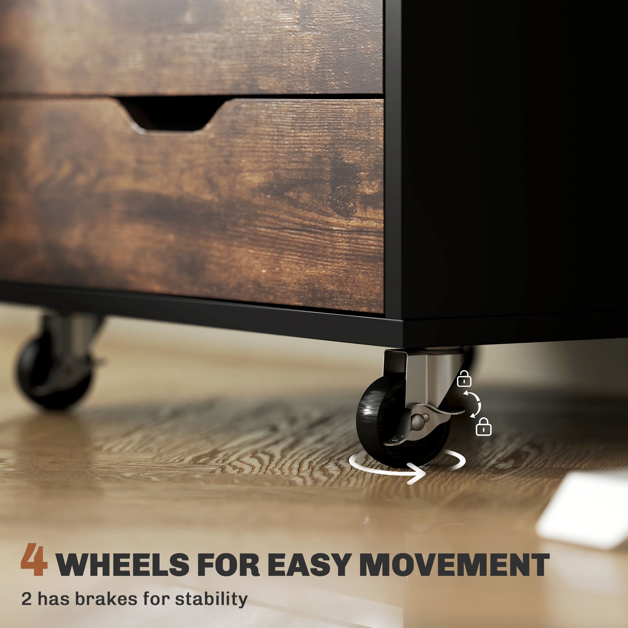 7-drawer Vertical File Cabinet for Home Office, Storage Cabinet with Wheels, 18.7"x15.6"x35.4", Rustic Brown-Office Products > Office Furniture > Office Cabinets & Cupboards-DECOROLALA
