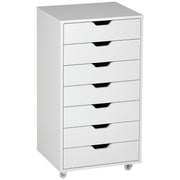 7-drawer Vertical File Cabinet for Home Office, Storage Cabinet with Wheels, 18.7"x15.6"x35.4", White-Office Products > Office Furniture > Office Cabinets & Cupboards-DECOROLALA