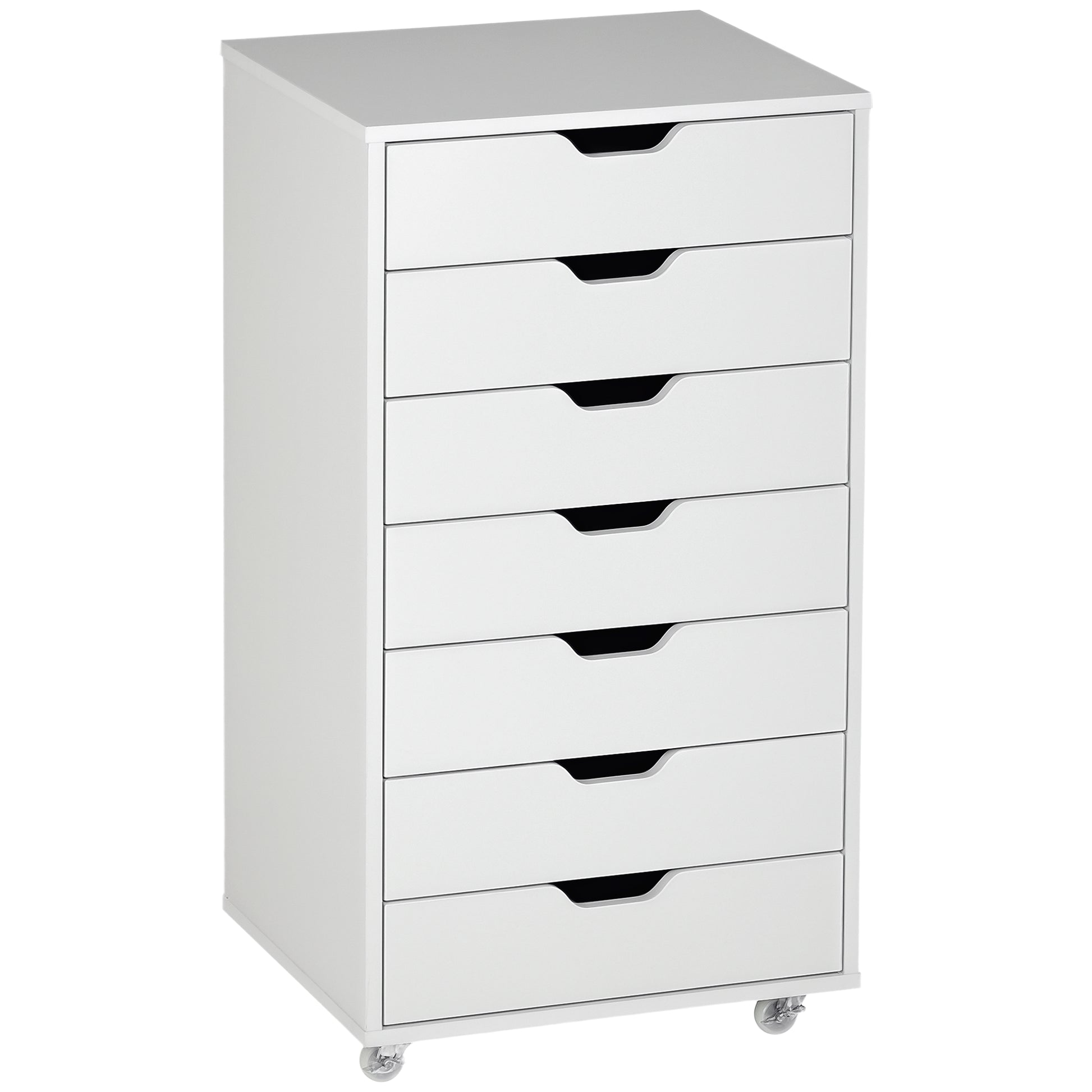 7-drawer Vertical File Cabinet for Home Office, Storage Cabinet with Wheels, 18.7"x15.6"x35.4", White-Office Products > Office Furniture > Office Cabinets & Cupboards-DECOROLALA