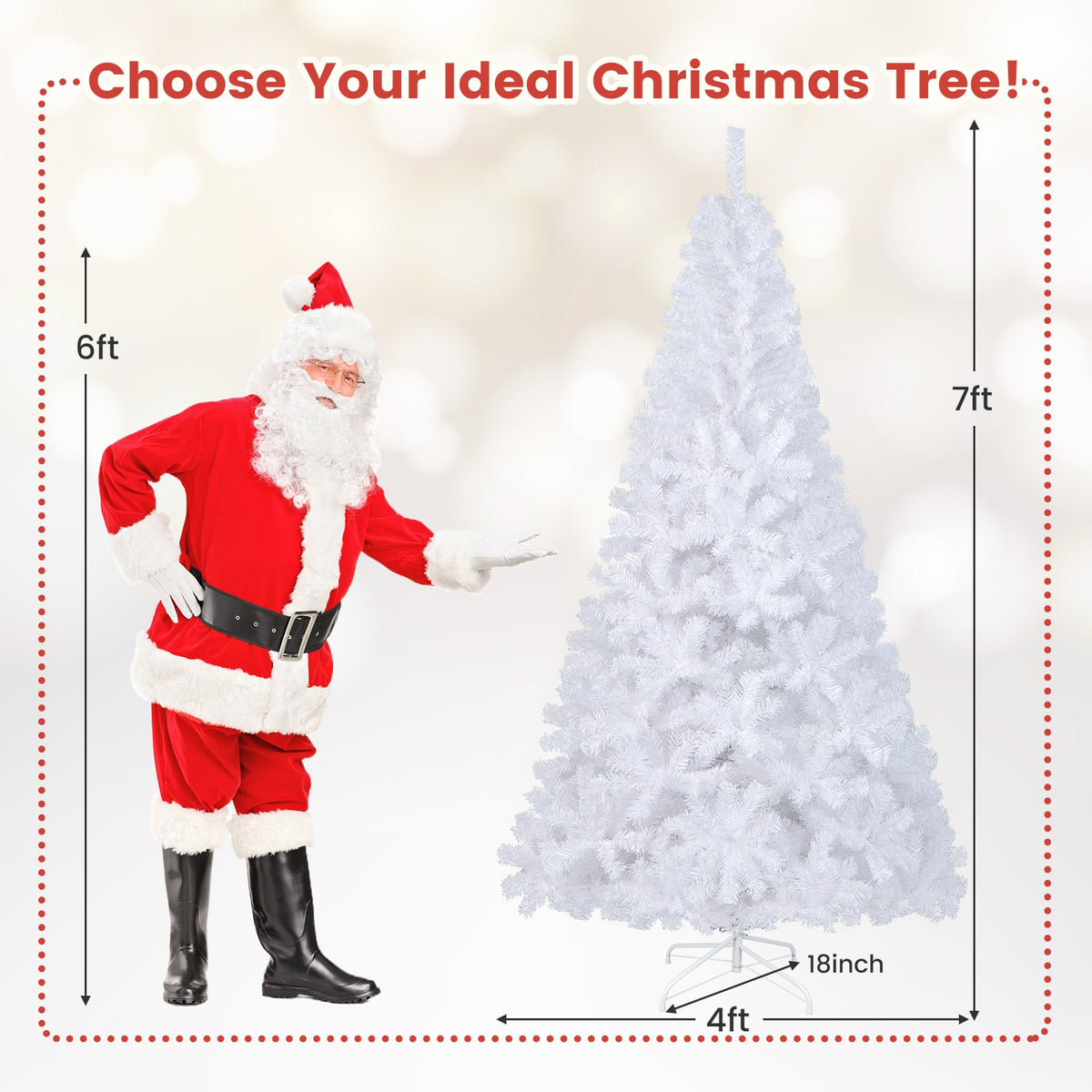 7 ft White Christmas Tree with Solid Metal Stand-7 ft-Christmas Trees-DECOROLALA