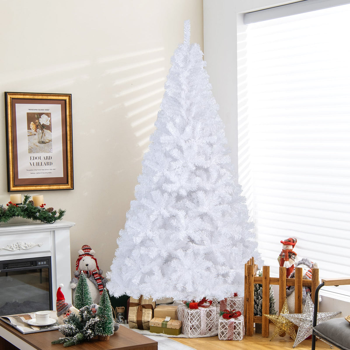 7 ft White Christmas Tree with Solid Metal Stand-7 ft-Christmas Trees-DECOROLALA