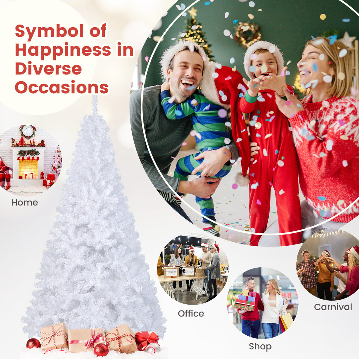 7 ft White Christmas Tree with Solid Metal Stand-7 ft-Christmas Trees-DECOROLALA