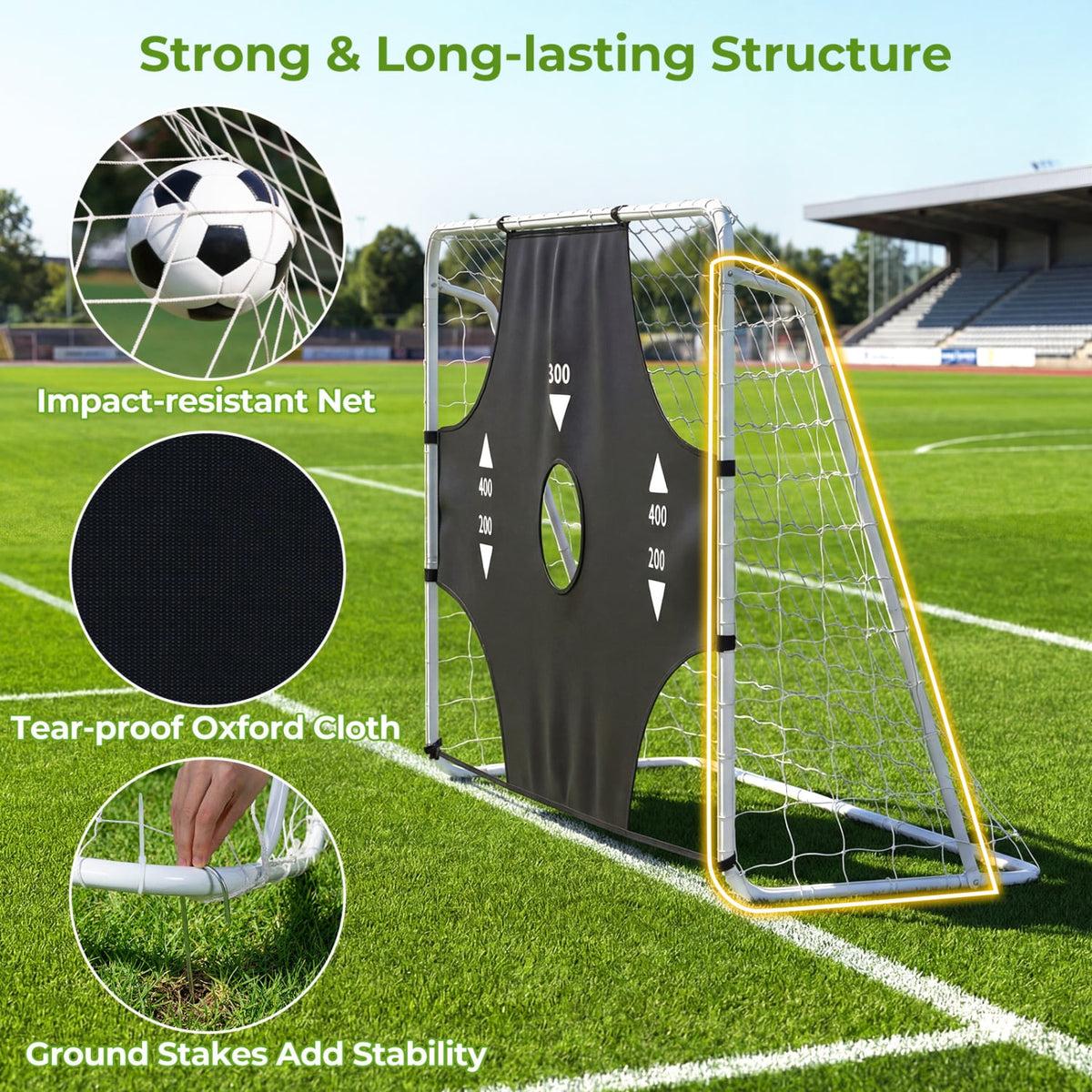 7 ft x 5 ft Soccer Goal Set for Backyard 2-in-1 Football Net with Removable Target Cloth-Sporting Goods-DECOROLALA