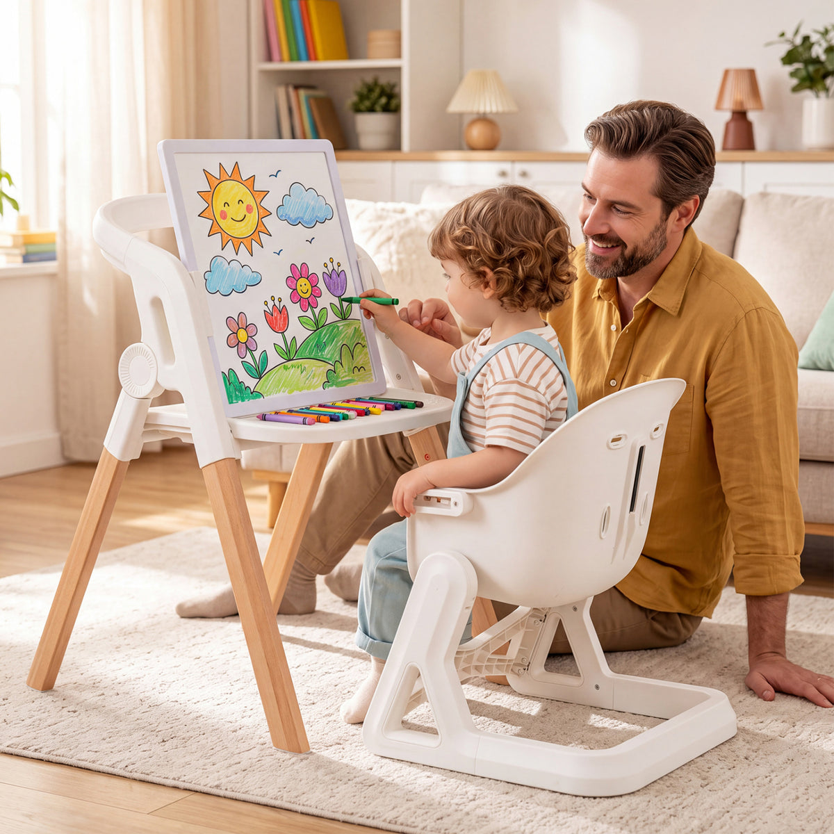 7-in-1 Convertible Foldable Baby High Chair with Adjustable Tray for Kids-Beige-High Chairs-DECOROLALA