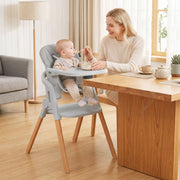 7-in-1 Convertible Foldable Baby High Chair with Adjustable Tray for Kids-Gray-High Chairs-DECOROLALA