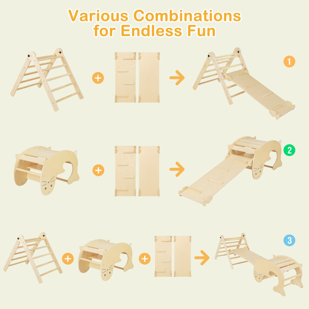 7-in-1 Indoor Climbing Toys for Toddlers with Reversible Ramp