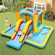 7-in-1 Inflatable Bounce House with Slide, Tunnel and 550W Blower-Inflatable Bounce Houses-DECOROLALA