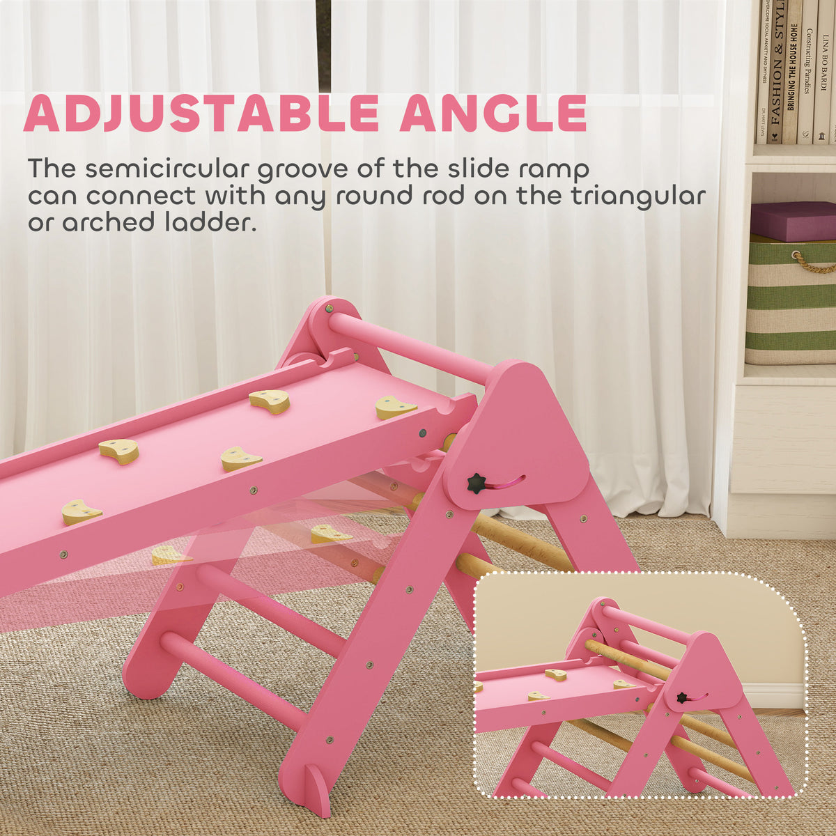 7-in-1 Pikler Triangle Set, Foldable Wooden Climbing Toys with Arch, Ramp and Ladder for Toddlers 1-4 Years-Toys & Games > Baby & Toddler Toys > Kids Gym & Playmats-DECOROLALA