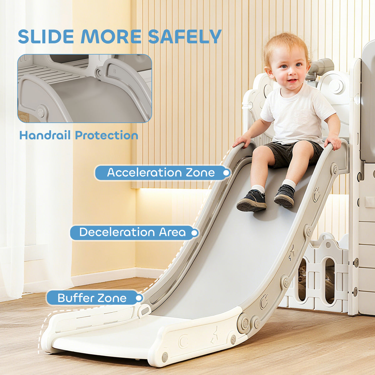 7-in-1 Toddler Slide, Kids Slide Climber Playset with Playhouse and Basketball Hoop for 1-4 Years-Toys & Games > Kids Outdoor Play > Gym Sets & Swings-DECOROLALA