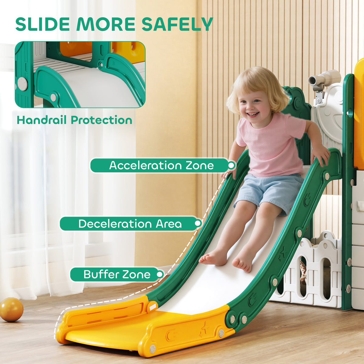 7-in-1 Toddler Slide, Kids Slide Climber Playset with Playhouse and Basketball Hoop for 1-4 Years-Toys & Games > Kids Outdoor Play > Gym Sets & Swings-DECOROLALA