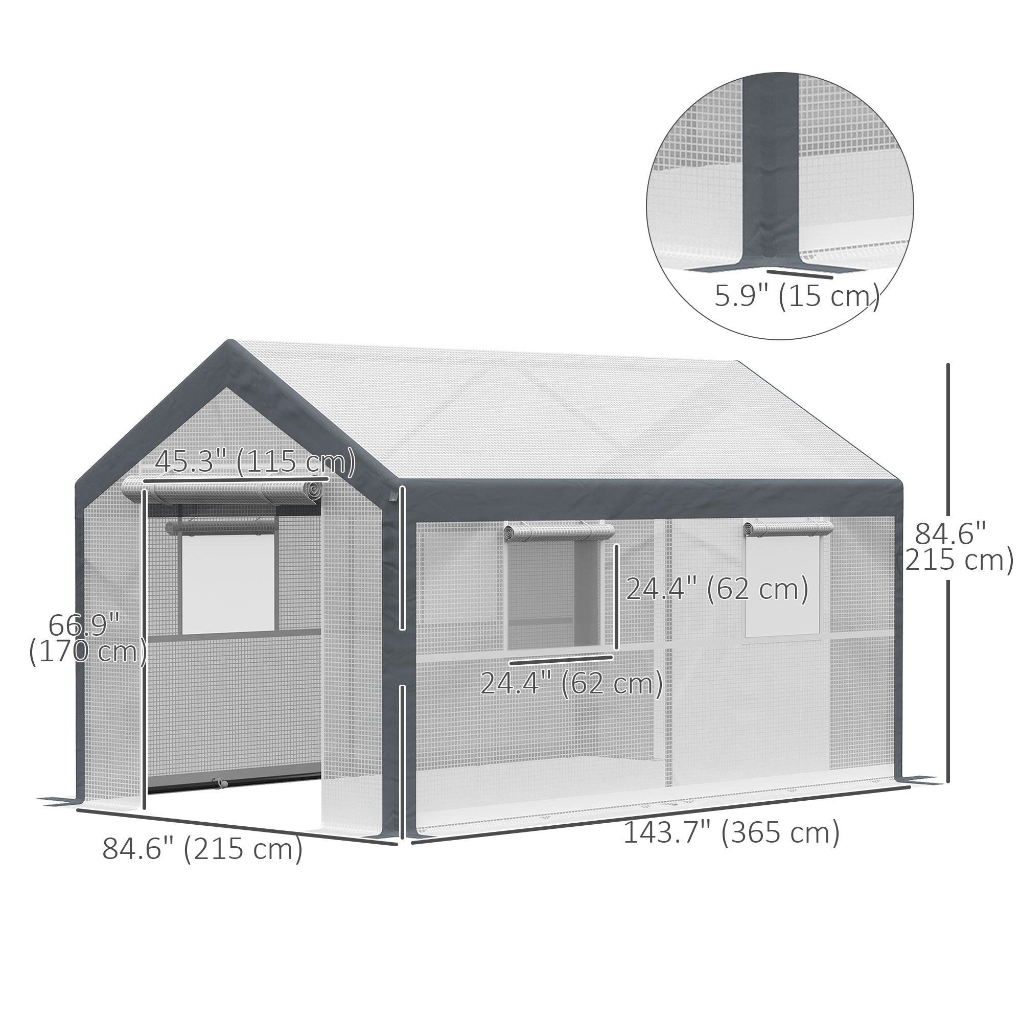 7' x 12' Heavy Duty Walk-In Greenhouse - White-DECOROLALA