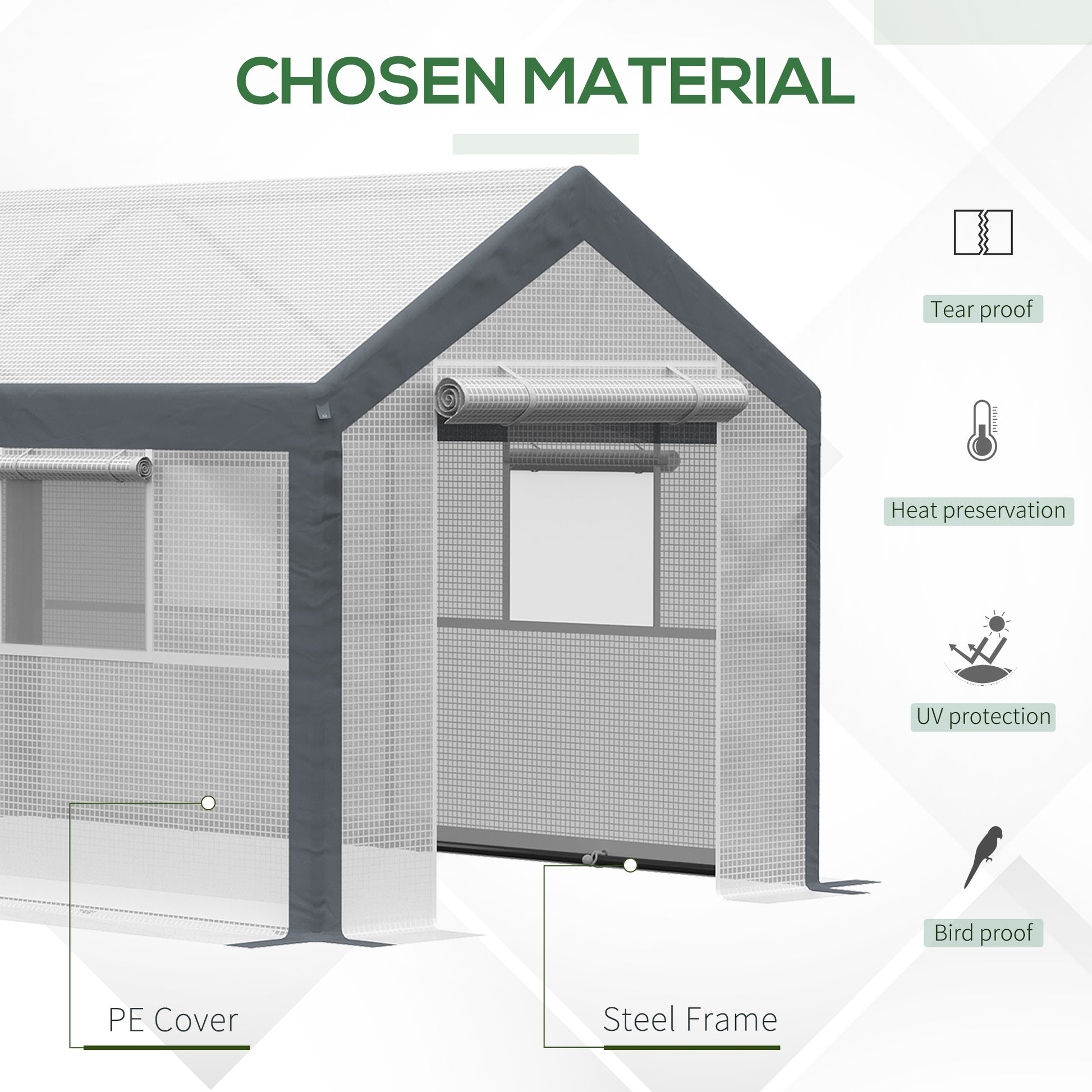 7' x 12' Heavy Duty Walk-In Greenhouse - White-DECOROLALA