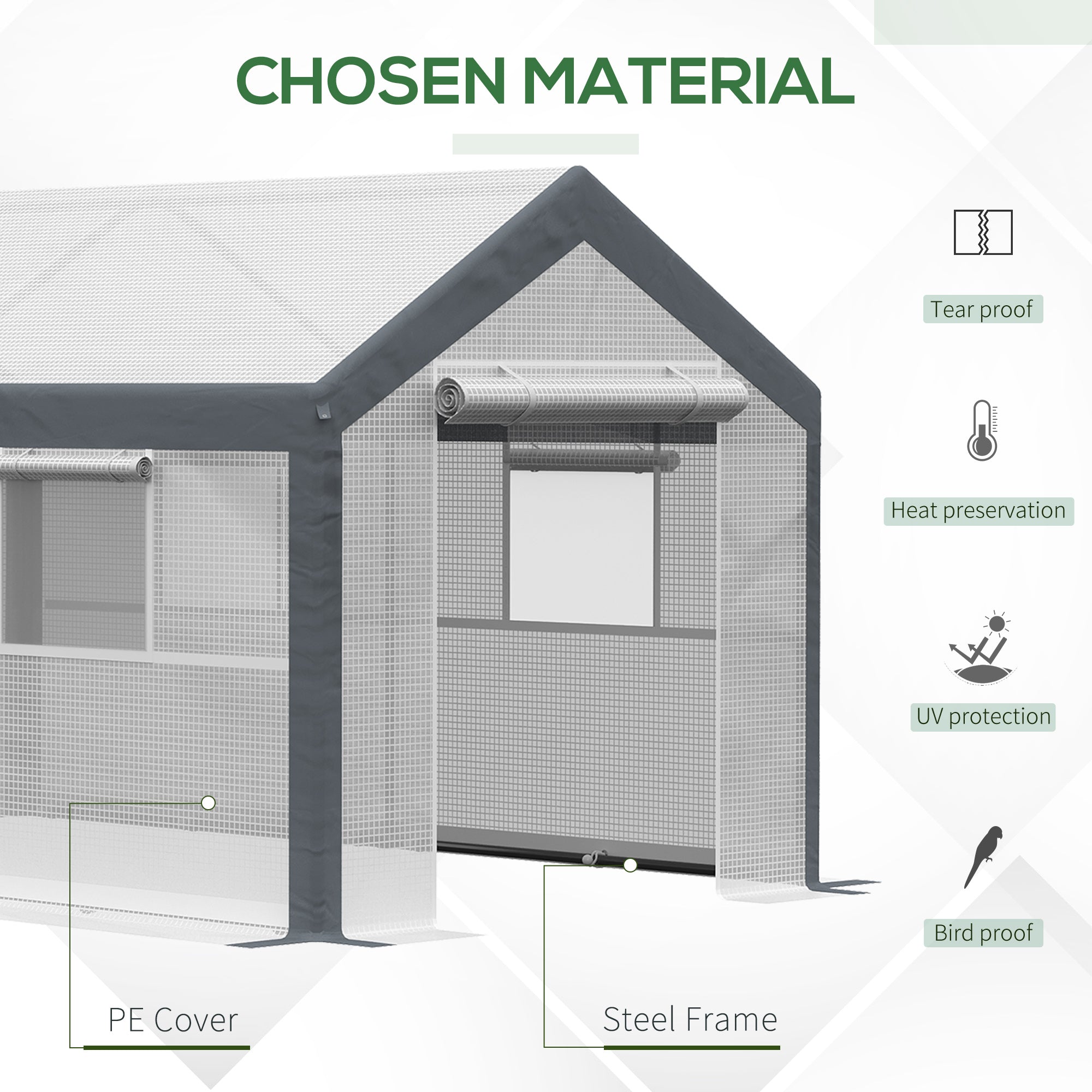 7' x 12' Heavy Duty Walk-In Greenhouse - White-DECOROLALA