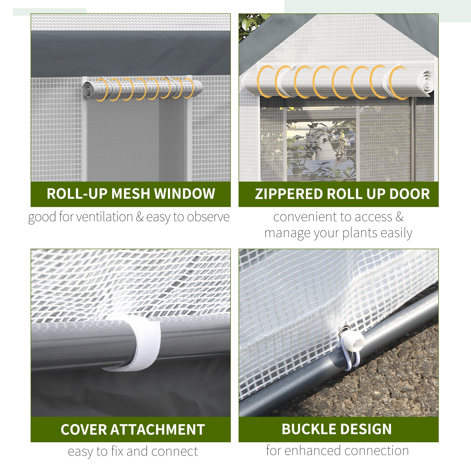 7' x 12' Heavy Duty Walk-In Greenhouse - White-DECOROLALA