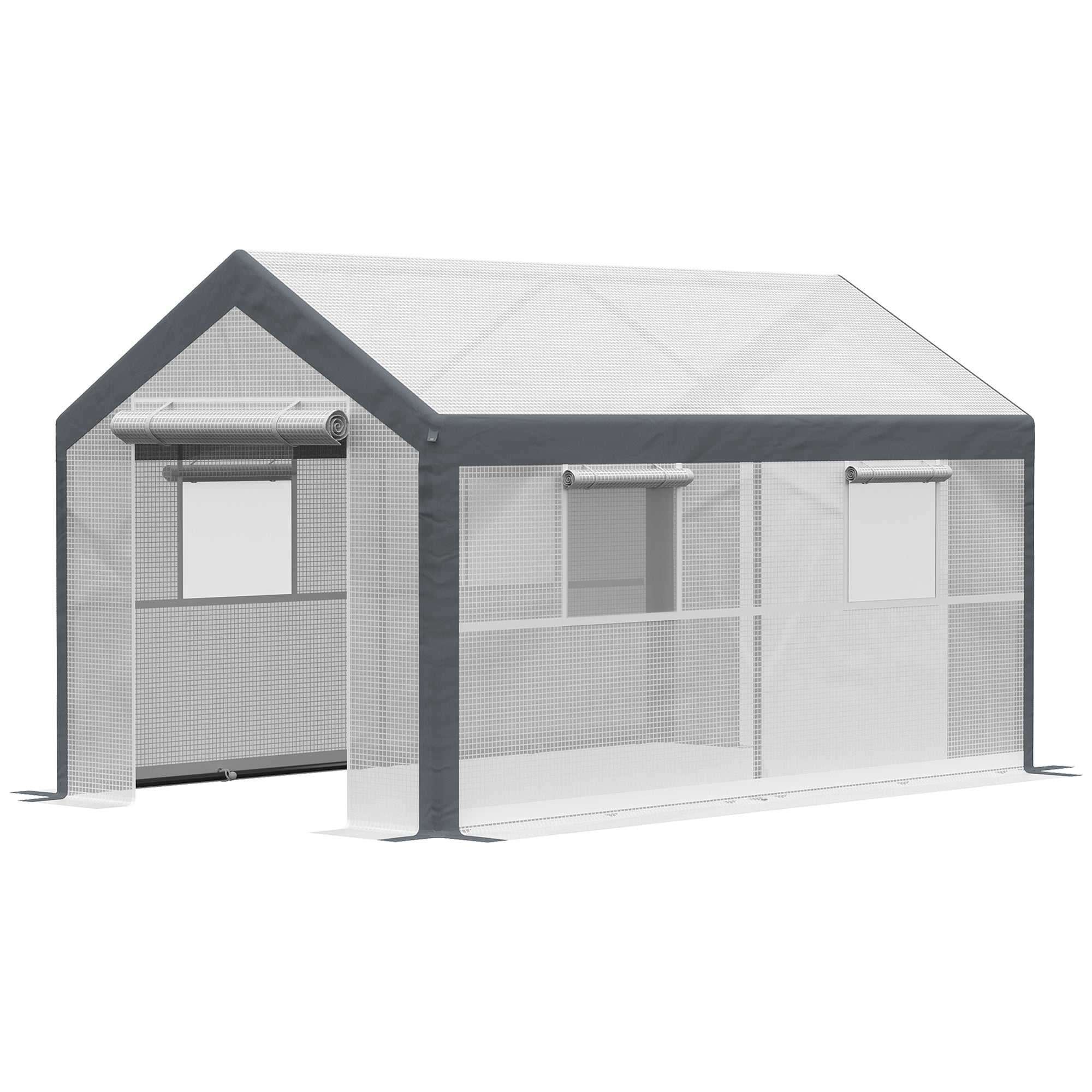7' x 12' Heavy Duty Walk-In Greenhouse - White-DECOROLALA