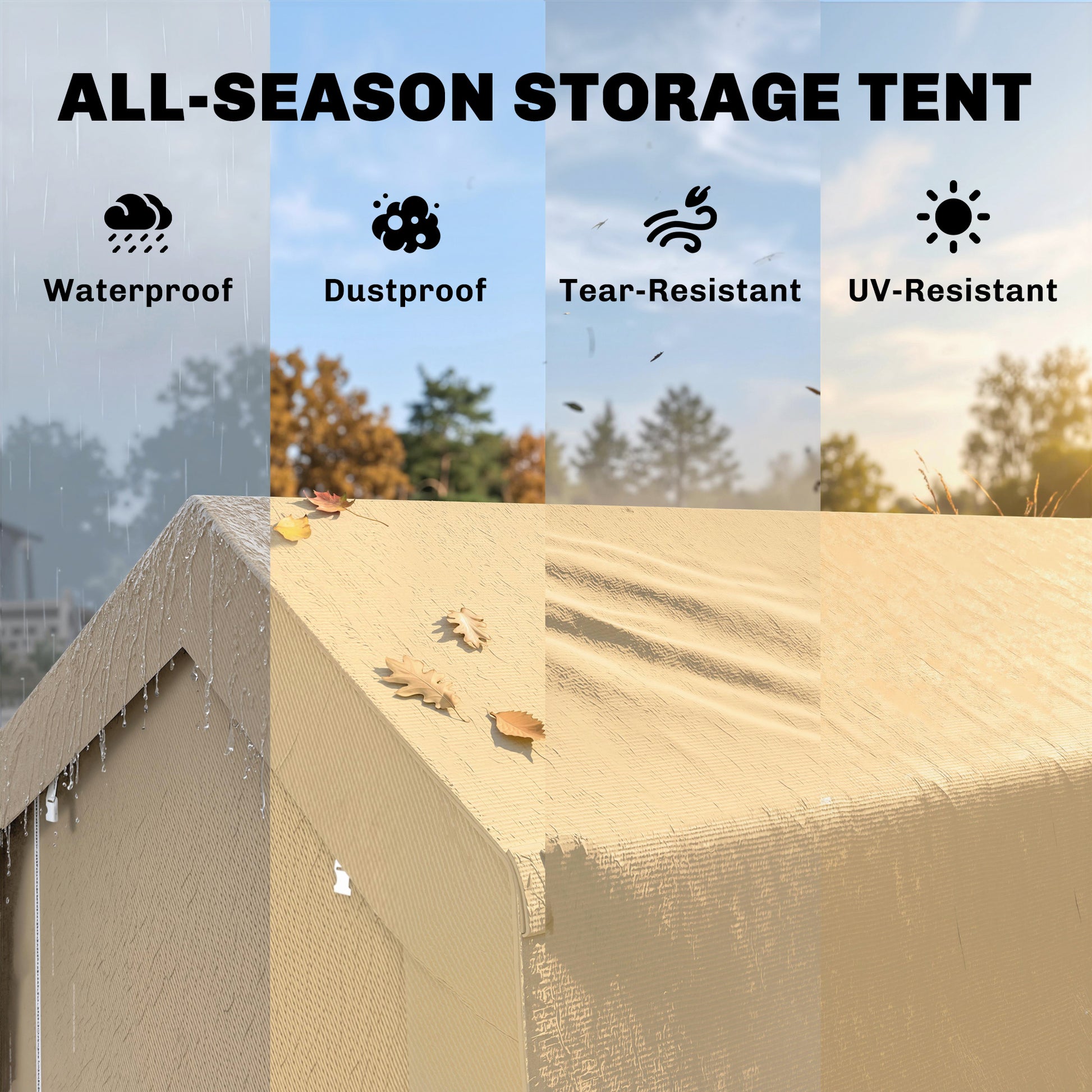 7' x 12' Outdoor Storage Shed Portable Garage - Beige-Patio & Garden > Lawn & Garden > Sheds > Portable Shed-DECOROLALA