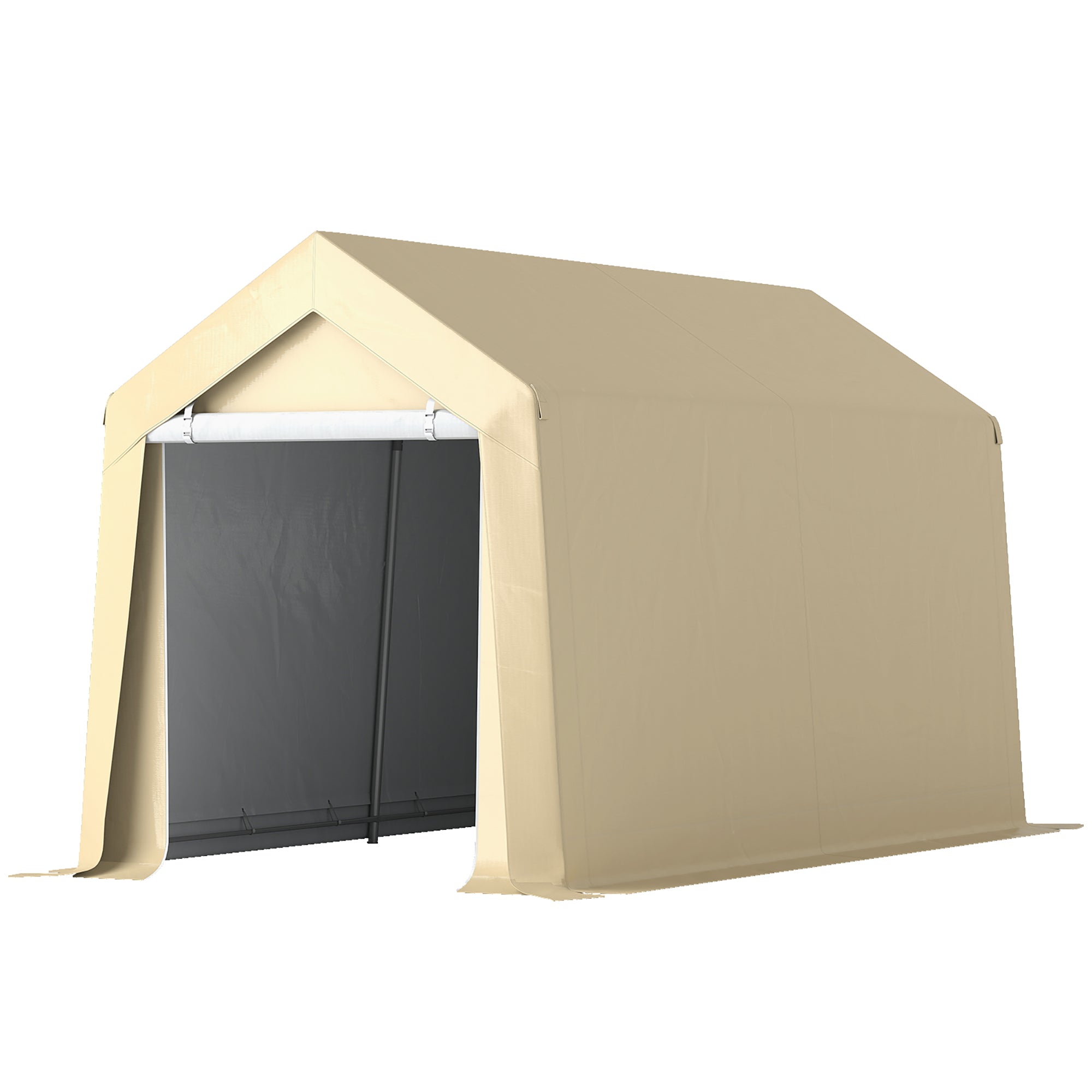 7' x 12' Outdoor Storage Shed Portable Garage - Beige-Patio & Garden > Lawn & Garden > Sheds > Portable Shed-DECOROLALA