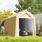 7' x 12' Outdoor Storage Shed Portable Garage - Beige-Patio & Garden > Lawn & Garden > Sheds > Portable Shed-DECOROLALA
