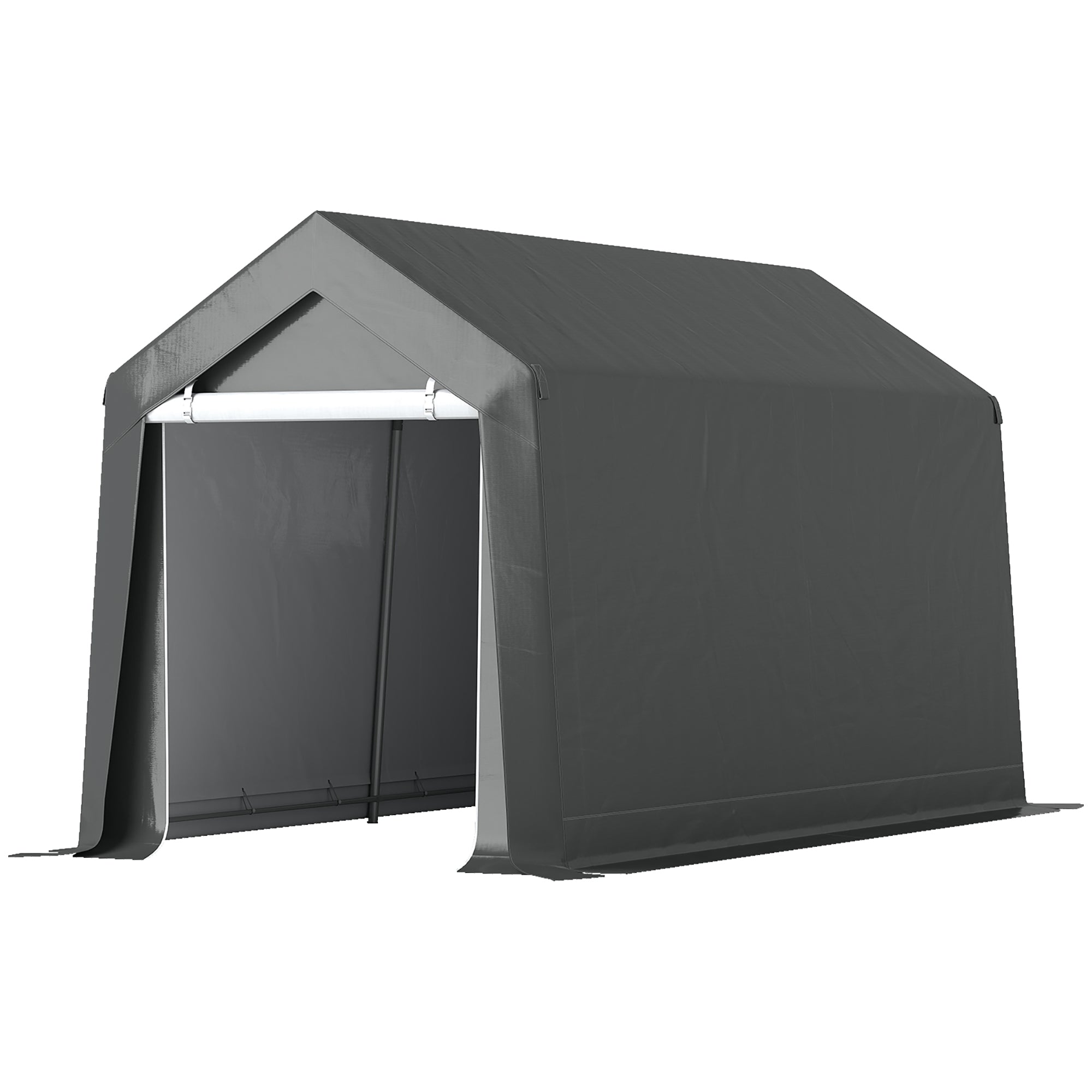 7' x 12' Outdoor Storage Shed Portable Garage - Dark Grey-Patio & Garden > Lawn & Garden > Sheds > Portable Shed-DECOROLALA