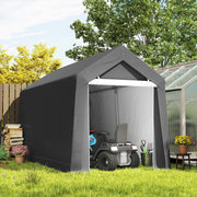 7' x 12' Outdoor Storage Shed Portable Garage - Dark Grey-Patio & Garden > Lawn & Garden > Sheds > Portable Shed-DECOROLALA