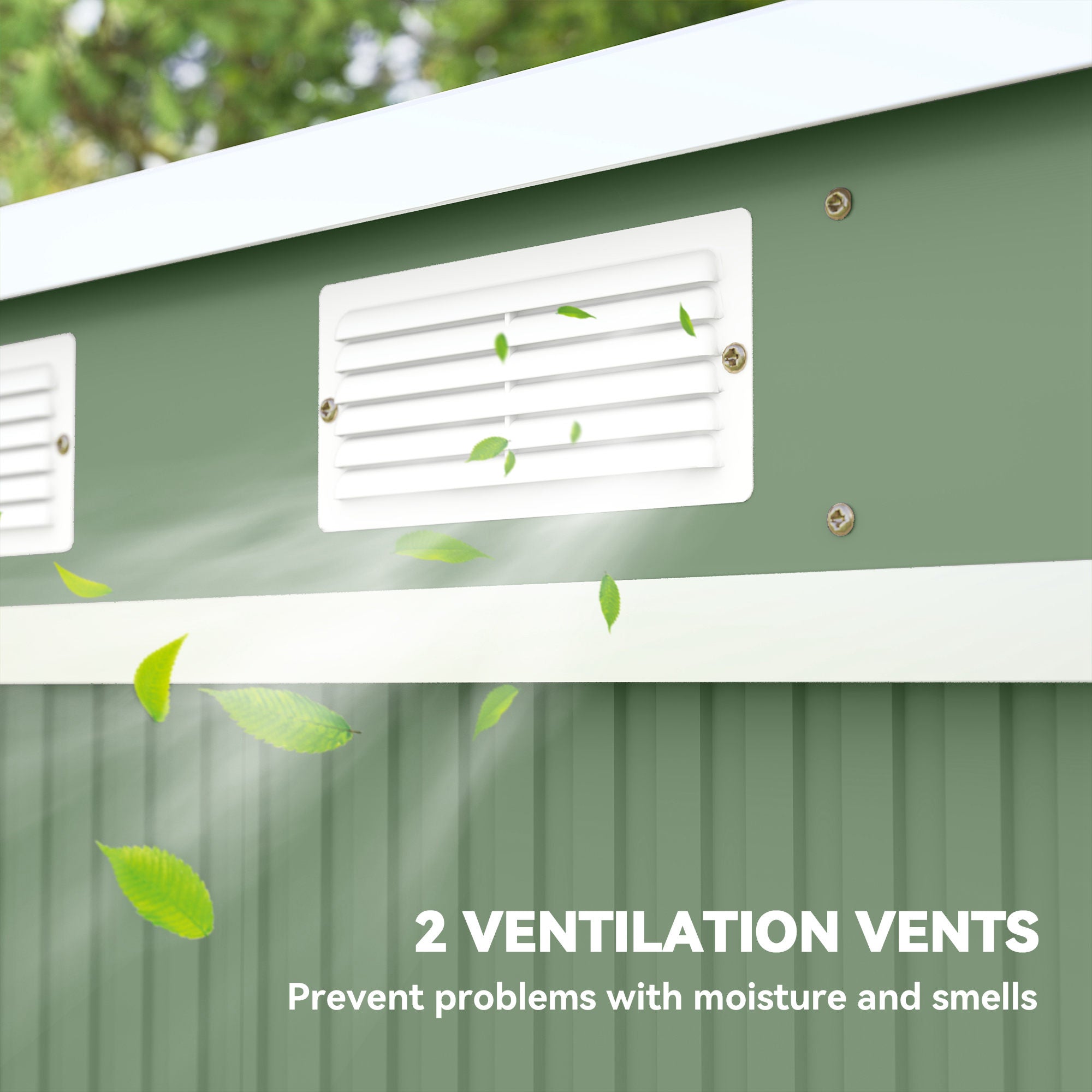 7' x 4' Galvanized Steel Garden Shed with Foundation - Green-Patio & Garden > Lawn & Garden > Sheds-DECOROLALA