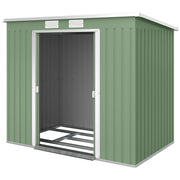 7' x 4' Galvanized Steel Garden Shed with Foundation - Green-Patio & Garden > Lawn & Garden > Sheds-DECOROLALA