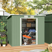 7' x 4' Galvanized Steel Garden Shed with Foundation - Green-Patio & Garden > Lawn & Garden > Sheds-DECOROLALA