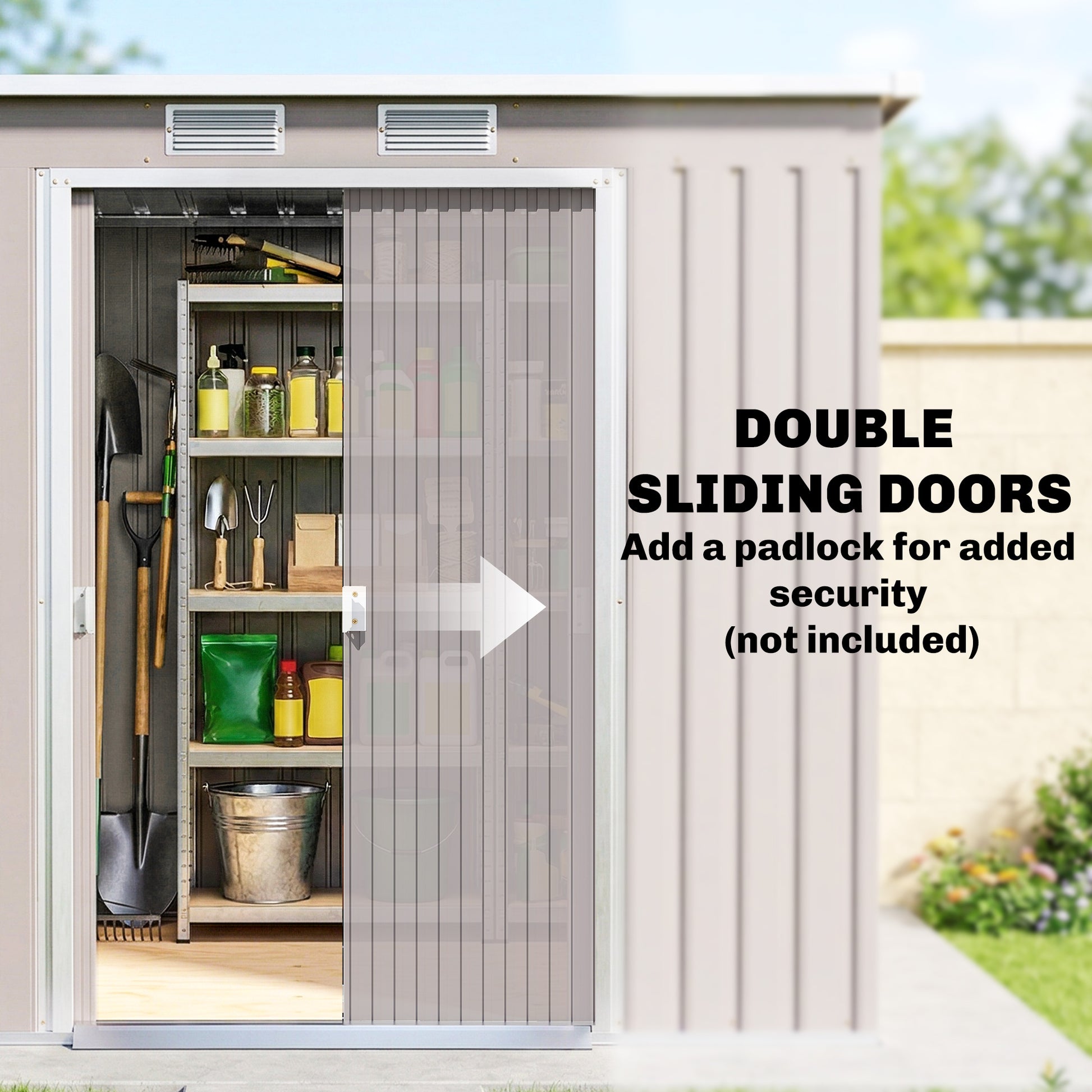 7' x 4' Galvanized Steel Garden Shed with Foundation - Grey-Patio & Garden > Lawn & Garden > Sheds-DECOROLALA