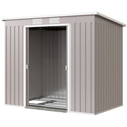 7' x 4' Galvanized Steel Garden Shed with Foundation - Grey-Patio & Garden > Lawn & Garden > Sheds-DECOROLALA