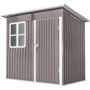 7' x 4' Galvanized Steel Garden Storage Shed - Warm Grey-Patio & Garden > Lawn & Garden > Sheds-DECOROLALA