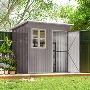 7' x 4' Galvanized Steel Garden Storage Shed - Warm Grey-Patio & Garden > Lawn & Garden > Sheds-DECOROLALA