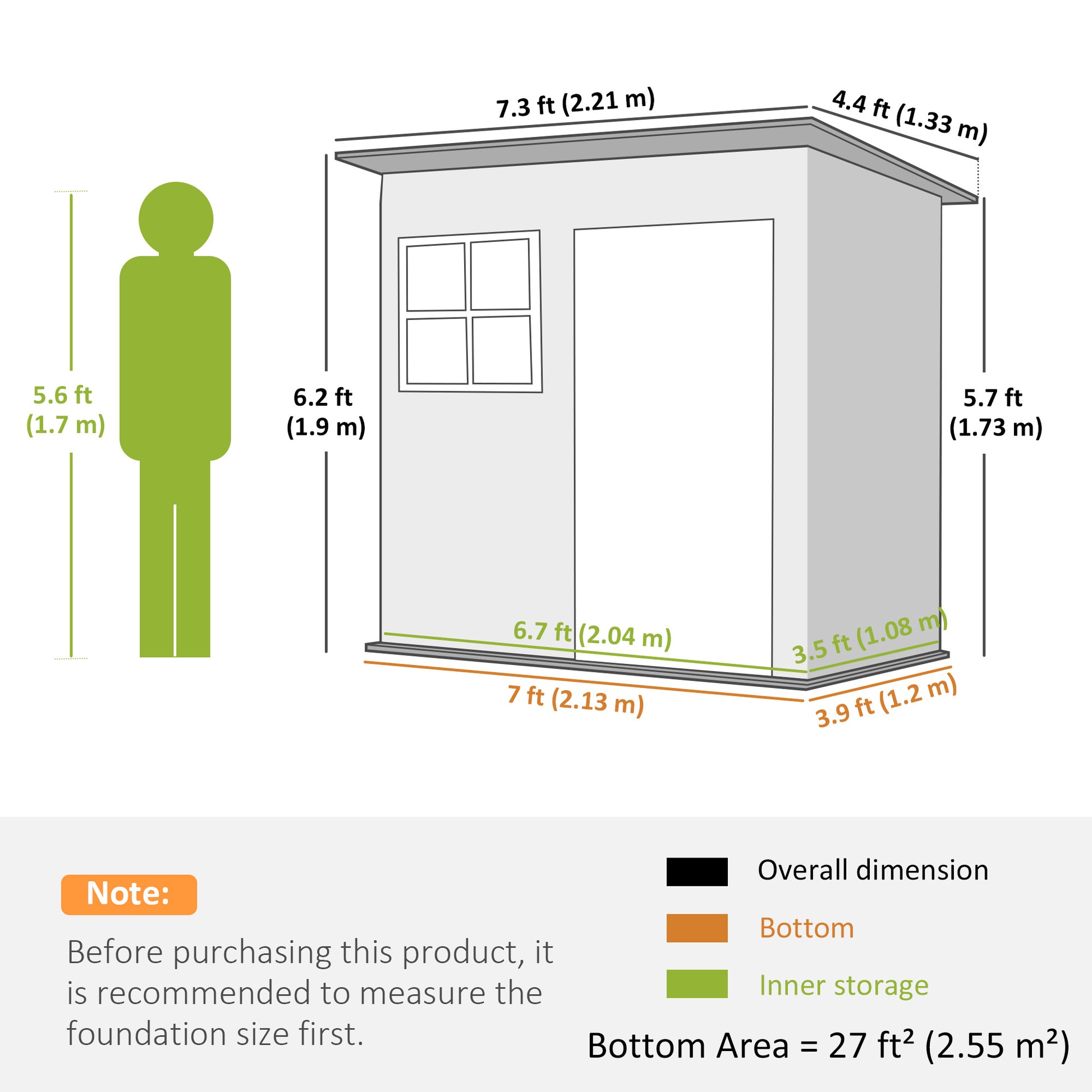 7' x 4' Galvanized Steel Outdoor Storage Shed - Dark Grey-Patio & Garden > Lawn & Garden > Sheds-DECOROLALA