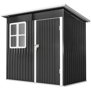 7' x 4' Galvanized Steel Outdoor Storage Shed - Dark Grey-Patio & Garden > Lawn & Garden > Sheds-DECOROLALA