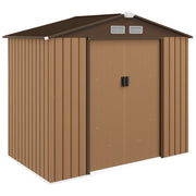 7' x 4' Garden Storage Shed - Yellow Metal Tool House-ShedsPatio & Garden > Lawn & Garden >-DECOROLALA