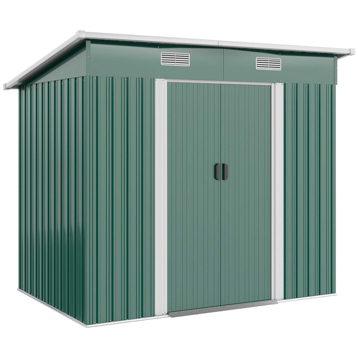 7' x 4' Metal Garden Storage Shed - Lockable Steel Unit, Green-Patio & Garden > Lawn & Garden > Sheds-DECOROLALA