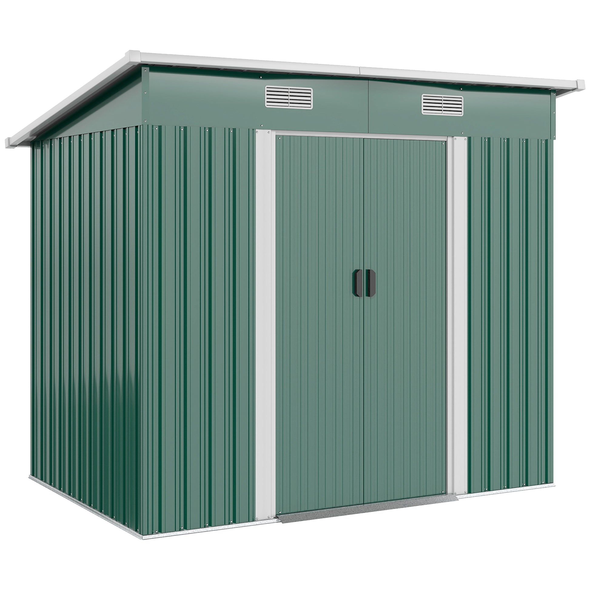 7' x 4' Metal Garden Storage Shed - Lockable Steel Unit, Green-Patio & Garden > Lawn & Garden > Sheds-DECOROLALA