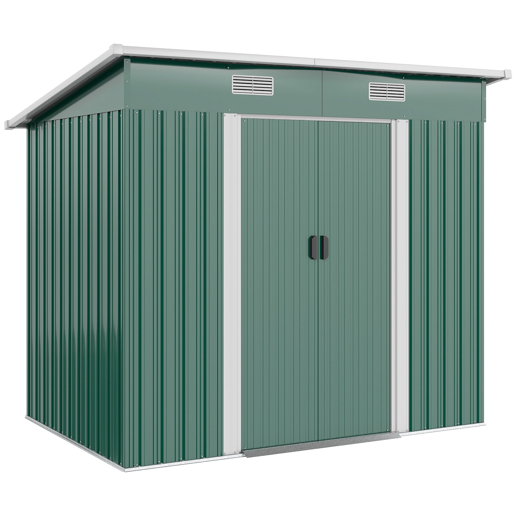 7' x 4' Metal Garden Storage Shed - Lockable Steel Unit, Green-Patio & Garden > Lawn & Garden > Sheds-DECOROLALA