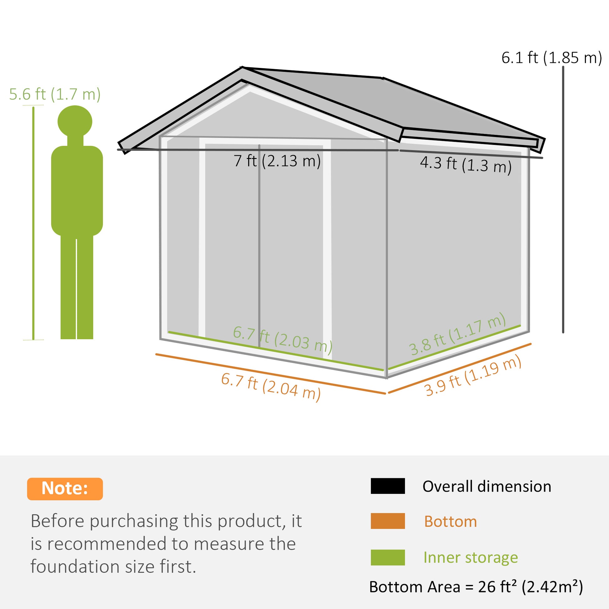 7' x 4' Metal Garden Storage Shed with Foundation - Brown-Patio & Garden > Lawn & Garden > Sheds-DECOROLALA