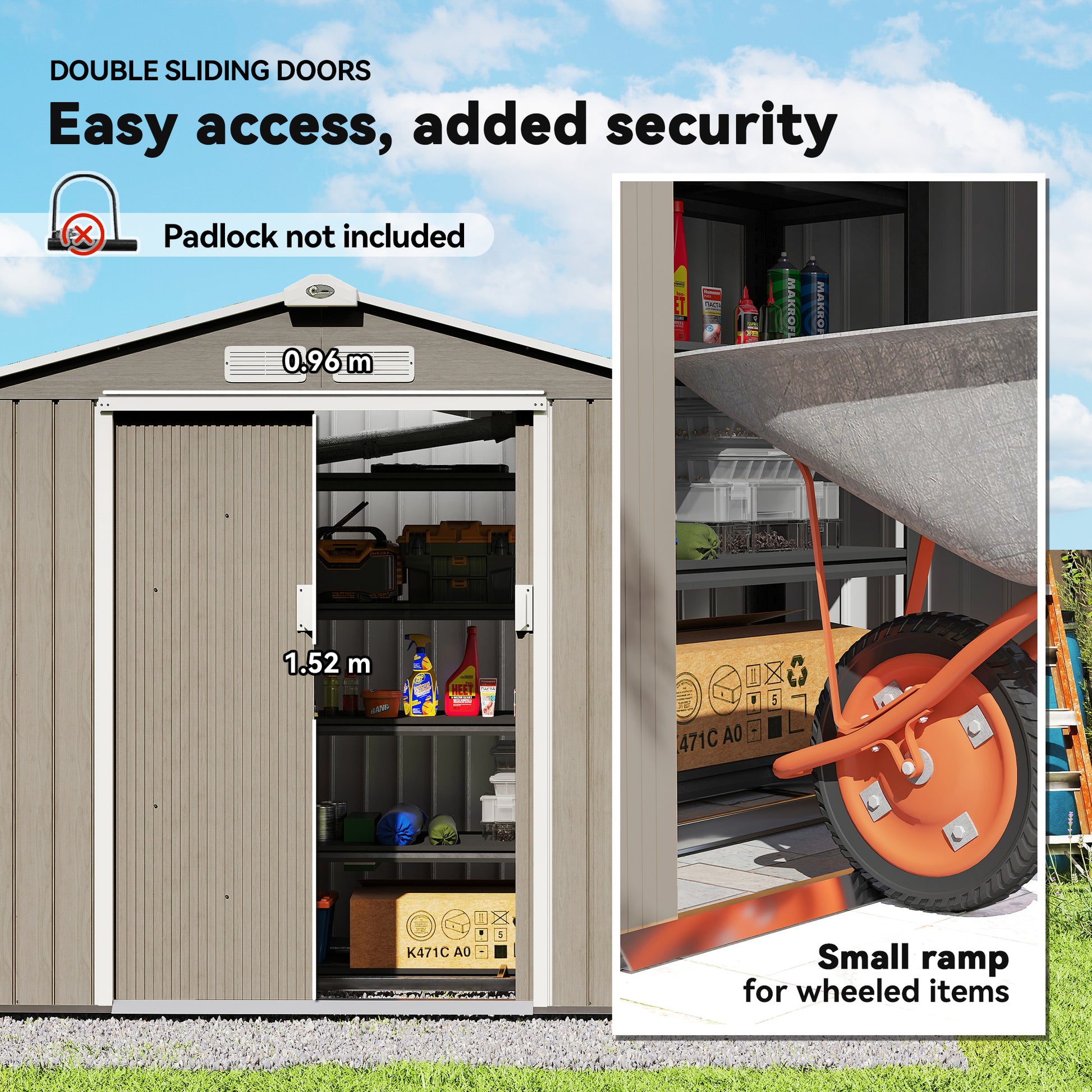 7' x 4' Metal Garden Storage Shed with Foundation - Brown-Patio & Garden > Lawn & Garden > Sheds-DECOROLALA