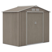 7' x 4' Metal Garden Storage Shed with Foundation - Brown-Patio & Garden > Lawn & Garden > Sheds-DECOROLALA
