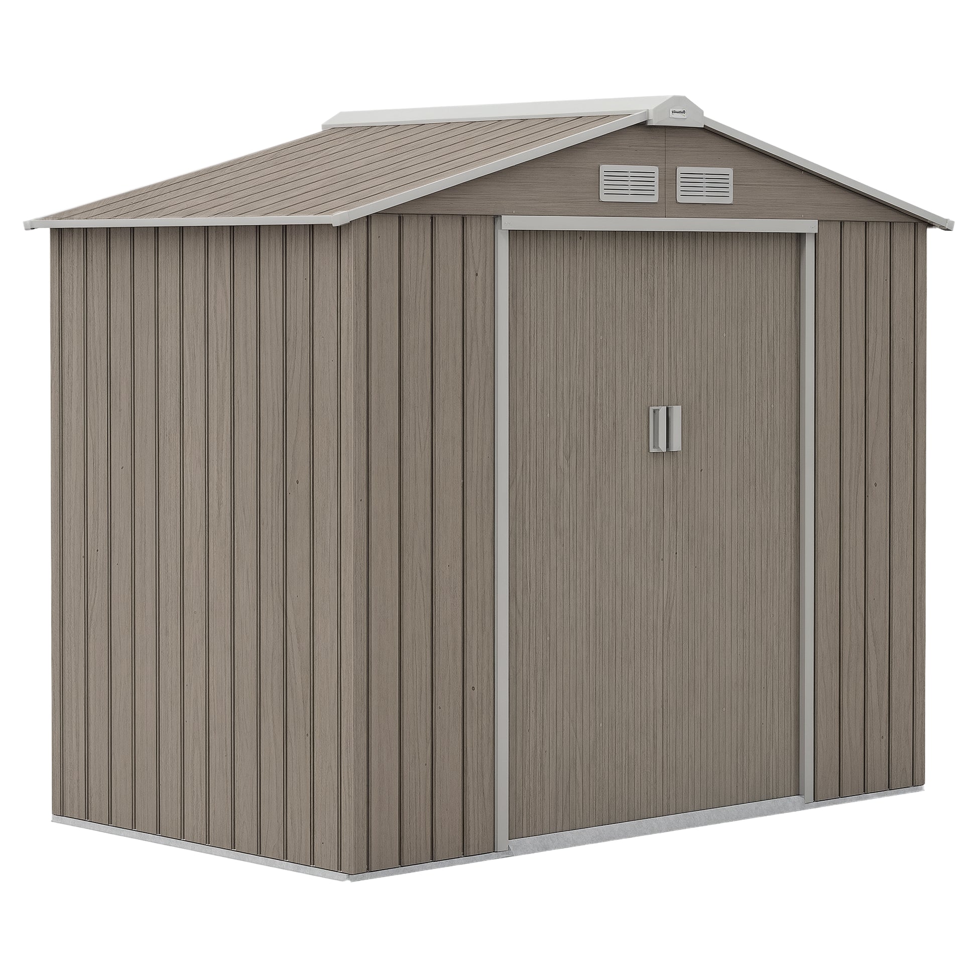 7' x 4' Metal Garden Storage Shed with Foundation - Brown-Patio & Garden > Lawn & Garden > Sheds-DECOROLALA