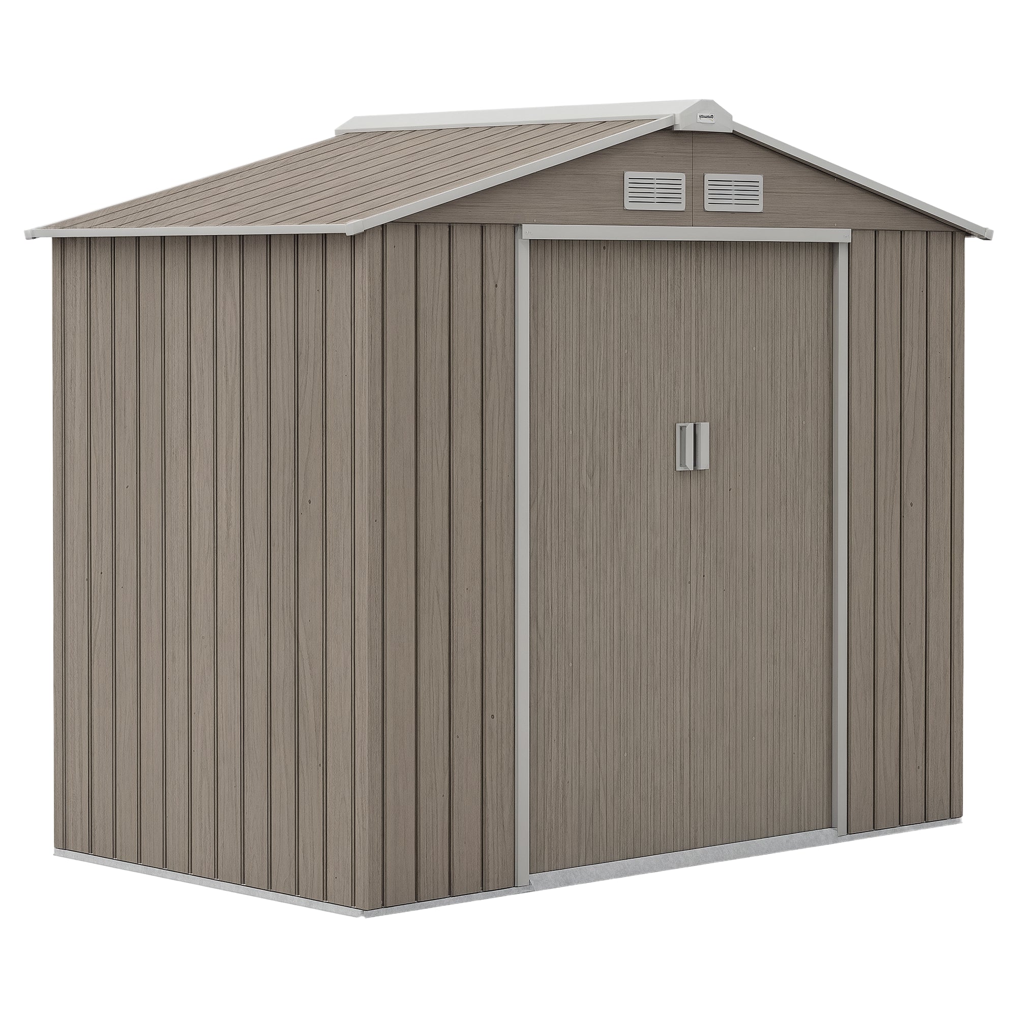 7' x 4' Metal Garden Storage Shed with Foundation - Brown-Patio & Garden > Lawn & Garden > Sheds-DECOROLALA