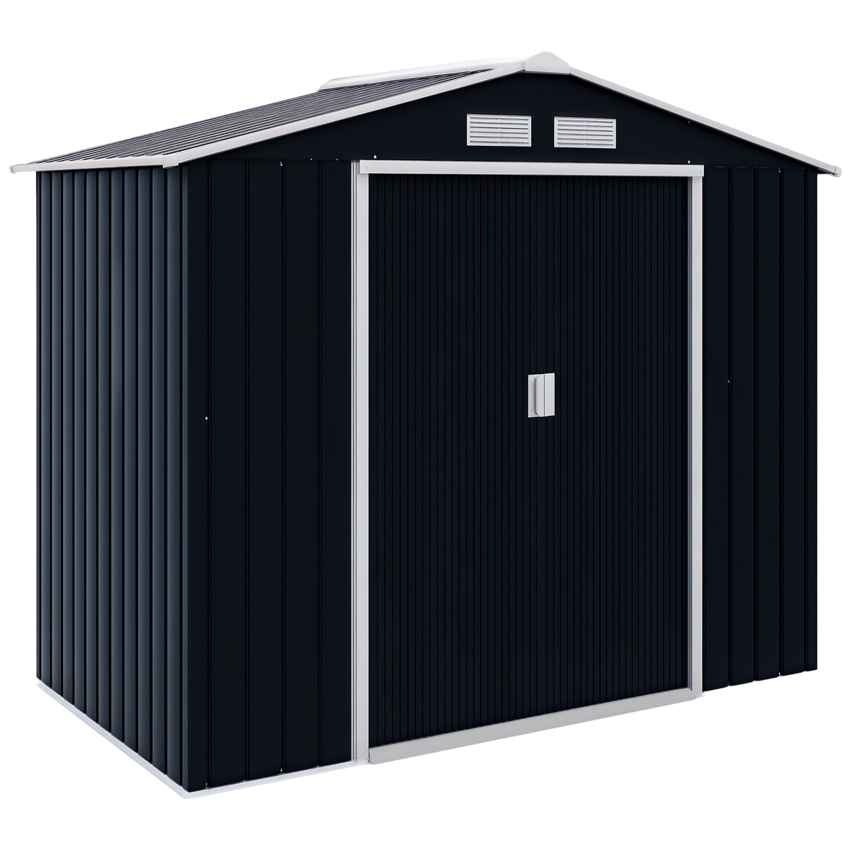 7' x 4' Metal Garden Storage Shed with Foundation Dark Grey-Patio & Garden > Lawn & Garden > Sheds-DECOROLALA