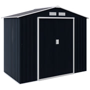 7' x 4' Metal Garden Storage Shed with Foundation Dark Grey-Patio & Garden > Lawn & Garden > Sheds-DECOROLALA