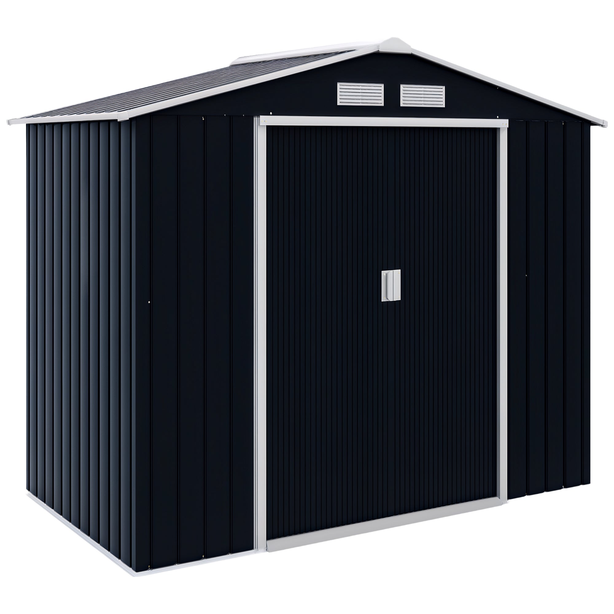7' x 4' Metal Garden Storage Shed with Foundation Dark Grey-Patio & Garden > Lawn & Garden > Sheds-DECOROLALA