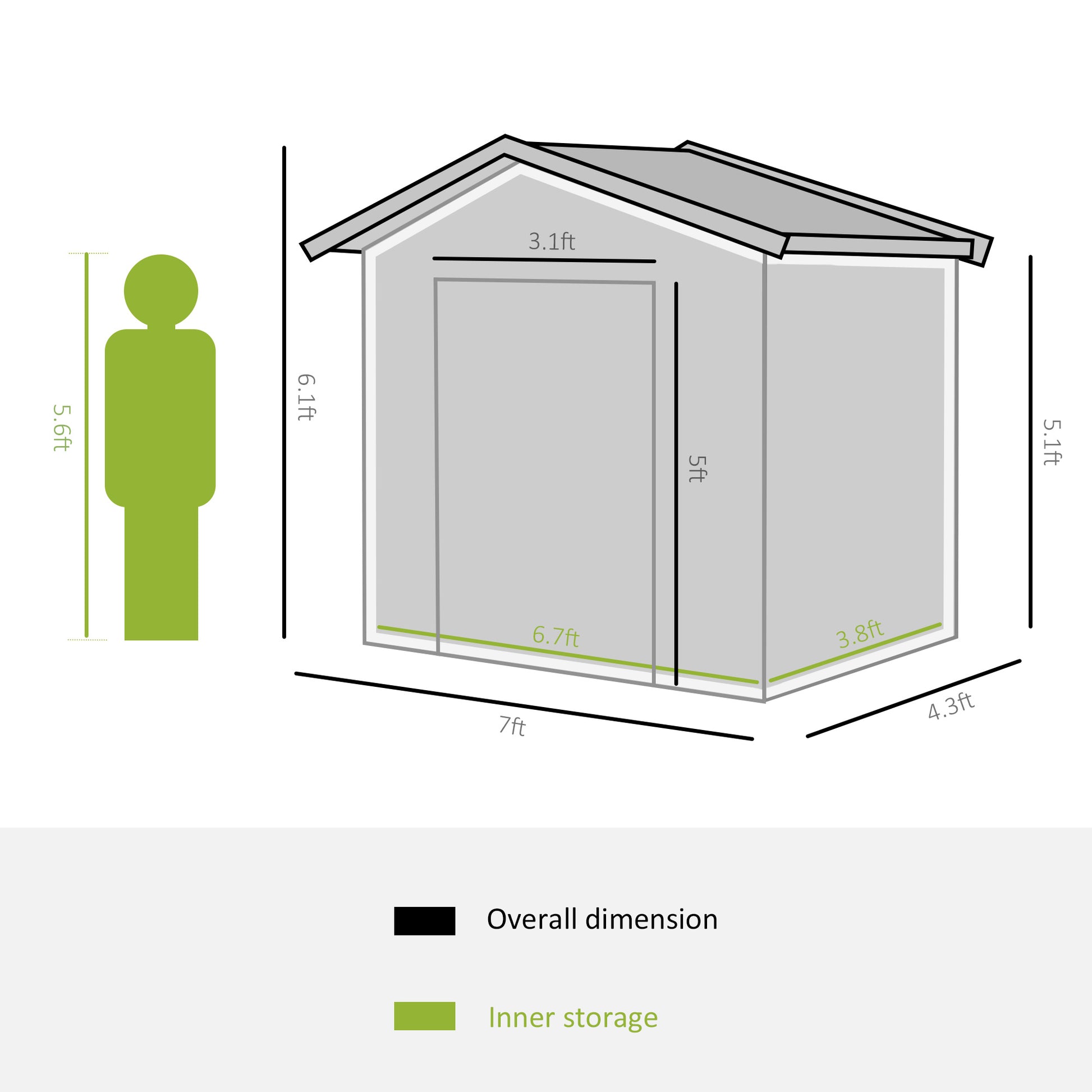 7' x 4' Metal Garden Storage Shed with Foundation - Green-Patio & Garden > Lawn & Garden > Sheds-DECOROLALA